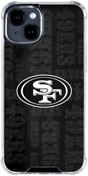 Skinit Clear Phone Case Compatible with iPhone 15 Plus - Officially Licensed NFL San Franciso 49ers Black & White Design