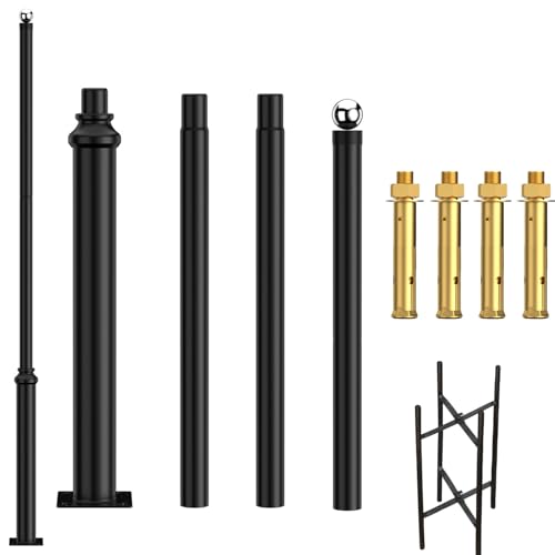 13.2FT Street Light Pole, Includes Ground Spike and 4 Expansion Screws, Two Installation Options for Easy Outdoor Setup (13.2FT)
