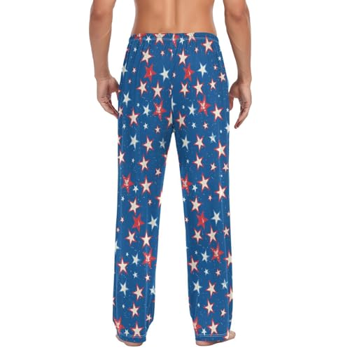 Men's Pajama Pants Red Whit Star Blue Pajama Pants for Men PJs Bottoms Drawstring Pockets Sleep Lounge Pants S2