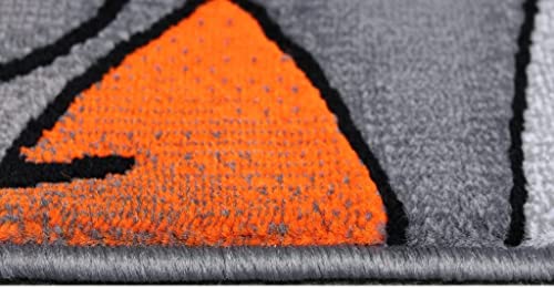 Tapete moderno naranja 2x3 pies para sala y oficina miniatura 7
