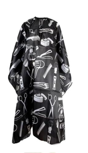 aashta® Mantella Parrucchiere, Mantella da Taglio Capelli, Mantella uso professionale e domestco, Mantella Barbiere Colore Bianco e Nero, 160 x 140 cm