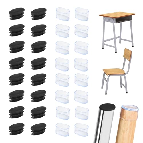 EUYKQNOI 32 Piezas Tapones para Sillas Oval 15x30mm Oval Tapas de Plástico para Tubo Tacos para Sillas Ovaladas para Pies de Mesa Sillas Muebles Antideslizantes y Resistentes