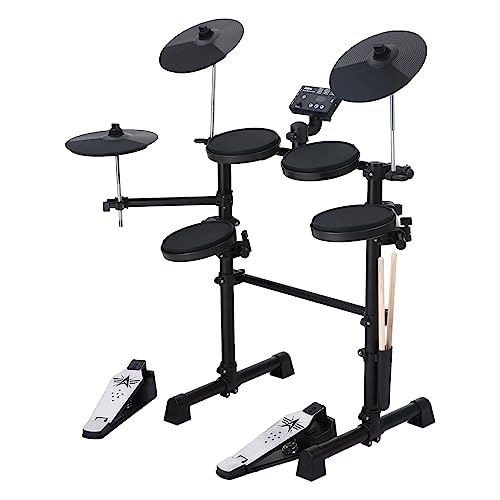 Morelian Electric Drum Set 8 Piece Electronic Drum Kit for Adult Beginner with 144 Sounds Hi-Hat Pedals and USB MIDI Connection Holiday Birthday Gifts