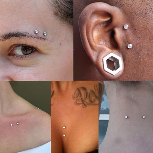 Xpircn 14G Titanium Staple Surface Piercing Barbell Double Crystal Internally Threaded Surface Barbell Staple Piercing 10/12/14/16/18/20mm2