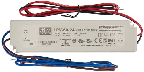 MeanWell, LPV-60-24 Bloc d'alimentation à découpage pour LED 60 W 24 V 2,5 A