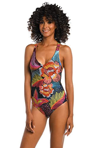 La Blanca Women's Over The Shoulder One Piece Swimsuit, Multi//Sunlit