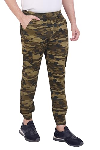 Image of Men's Cotton Regular Fit Camouflage Jogger | Elastic Waist Sports Trackpants | Activewear for Everyday Use