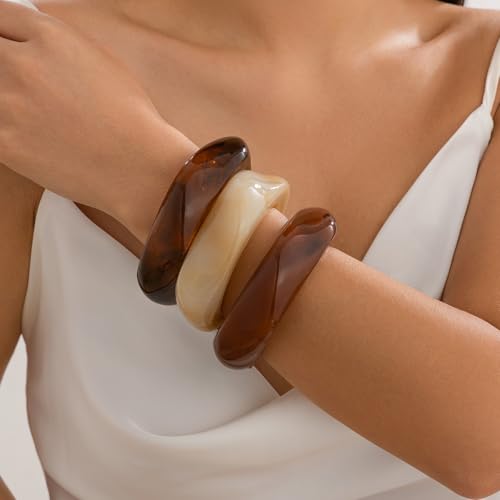 Acrylic Resin Chunky Bangle Bracelets for Women Resin Irregular Bangle Wrap Bracelete Acrylic Bangles Irregular Geometric Plastic Bracelets for Women2