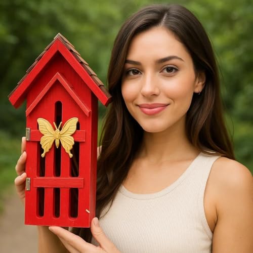 image for CEDAR ALPHA 2025 New Shingle Roof Butterfly House for Outdoor, Cedar W