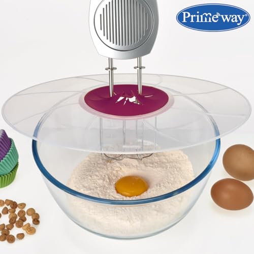 Image of Primeway Plastic Silicone O 32cm Protective Lid | Food Splatter Free Cover | Multipurpose Use | Mixing Bowl splatter guard | Tableware | XXL | 12.5 inches | Clear