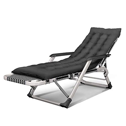 WYJW Black Folding Gravity Chair with Removable Cotton Pad, Adjustable Office Patio Beach Pool Side Recliner with Headrest (Size : Set of 4)