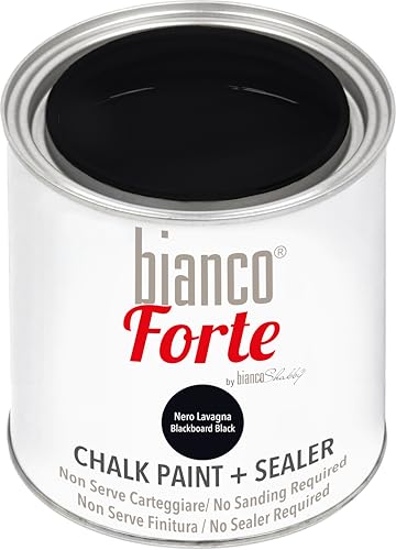 Bianco Forte - Negro Pizarra - (250ml) Pintura a la Tiza con Acabado/Protección 2 en 1: Chalk Paint Súper Resistente para Muebles, Paredes y Puertas – Secado Rápido, Interior/Exterior, Mate