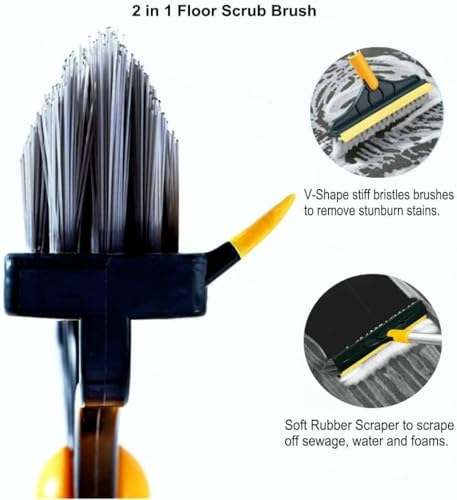 Image of Catron 2-in-1 Bathroom Cleaning Brush with Wiper - Bathroom Cleaning Brush Long Handle 180 Rotate Toilet Brush Bathroom Tiles Cleaning, Wiper Floor Scrub for Kitchen Bathroom Cleaning