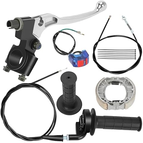 YOXUFA Mini Bike Throttle Assembly + Mini Bike Drum Brake Lever for Coleman BT200X CT200U CT200U-EX Baja Warrior Massimo MB200 Predator 212cc 196cc 200cc 6.5hp Parts 7/8 22mm Handlebar Grips Cover