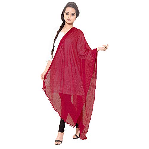 Cotton Solid Colors Women Dupatta scarves Shawl (MAROON, 1)