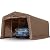 KING BIRD 10' x 20' Heavy Duty Anti-Snow Carport for SUV, Full-Size Truck and Boat, Storage Car Canopy Car Tent Outdoor Instant Garage Boat Shelter with Reinforced Ground Bars-Brown