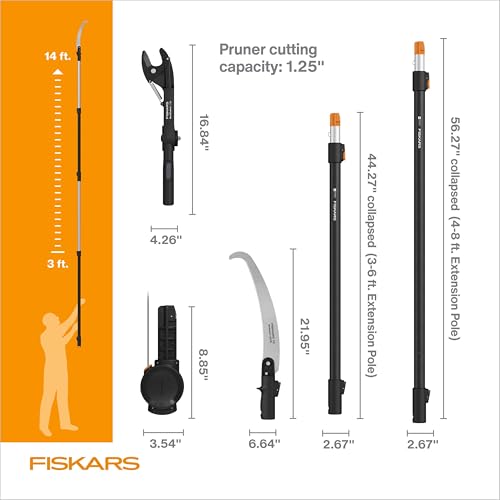 Fiskars 3-14 Ft XtendControl Extendable Pole Saw & Tree Pruner Modular Set - image 7