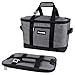 CleverMade Collapsible Cooler Bag: Insulated Leakproof 50 Can Soft Sided Portable Cooler Bag for Lunch, Grocery Shopping, Camping and Road Trips, Heather Grey/Black