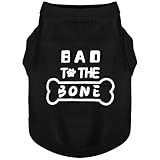 Discover Cozy Cotton Canine Wear: Soft, Lightweight, and Breathable Dog Shirt Vest with Eye-Catching Graphics(Bad to The Bone), Keeping Your Furry Friend Warm and Comfy! Black S