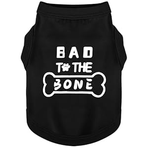 Discover Cozy Cotton Canine Wear: Soft, Lightweight, and Breathable Dog Shirt Vest with Eye-Catching Graphics(Bad to The Bone), Keeping Your Furry Friend Warm and Comfy! Black S