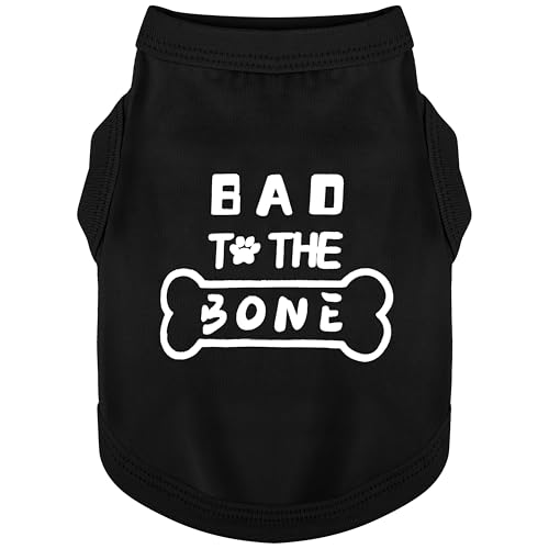 Discover Cozy Cotton Canine Wear: Soft, Lightweight, and Breathable Dog Shirt Vest with Eye-Catching Graphics(Bad to The Bone), Keeping Your Furry Friend Warm and Comfy! Black S
