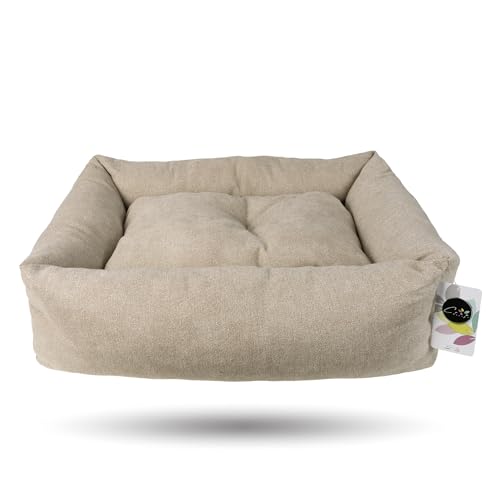 Crea Bed- Cuccia per cani in tessuto morbido. Cuscino per cani e gatti materassino cuccia per animali domestici. Realizzata a mano in Italia. S/M | 70 x 55 cm, SOFT BEIGE