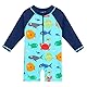 HUAANIUE 1-Teiliger Jungen Baby Badeanzug Anti-UV UPF 50+ Baby Jungen Einteiliger Badeanzug Langen Ärmeln mit Reißverschluss 1 Monat-6 Jahre (S271-Blaues Meeresleben, 1 Monat-6 Monate)