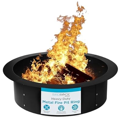 BIRDROCK HOME Fire Pit Ring - Inner Fire Ring Insert - Easy Assembly Round Heavy Duty Metal Fire Pit, Solid Iron Ring Fire Pits for Outside, Backyard, Camping & Bonfire - Black, 30" Inner & 36" Outer