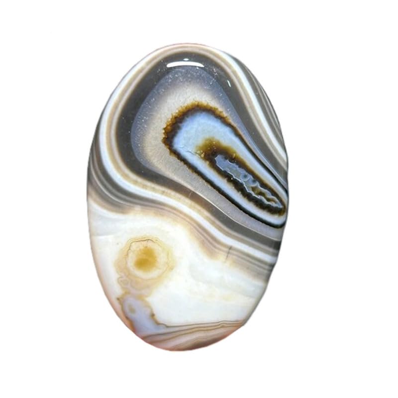 Agate noire naturelle ovale cabochon 38x23mm pour la création et fabrication de bijoux DIY