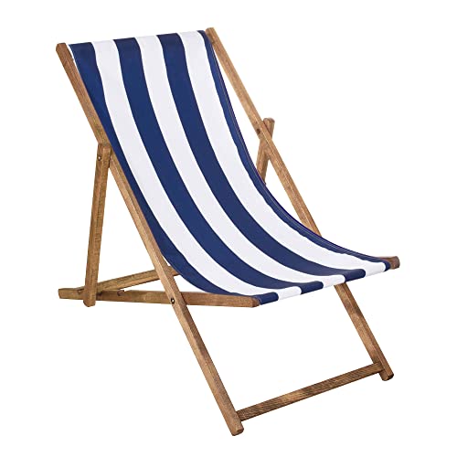 SPRINGOS Chaise Longue Chaise de Jardin Pliante en Bois imprégné Pliable Chaise de Relaxation Chaise de Camping Chaise de Plage en hêtre