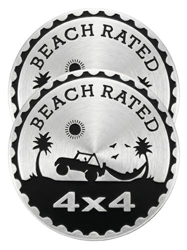 Image of 2 pcs Car Emblem 4 x 4 Metal Automotive Badge 3D Metal Car Badges Emblems Round Emblem Decals Car Badge Decals Stickers Compatible with Vehicles Trucks SUV RV Decorations (Beach Rated-D)