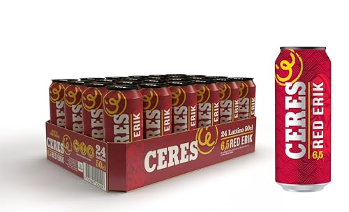 Ceres Red Erik - 24 Lattine da 50 cl, Birra Rossa con Infusione di Bacche di Sambuco, Gradazione Alcolica 6,5°C, Gusto Dolce e Fruttato