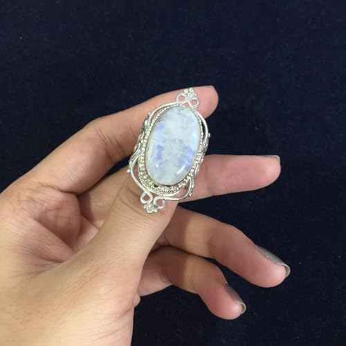 Bague pierre de lune argent 925 ne verdit pas le doigt taille 60 - 2