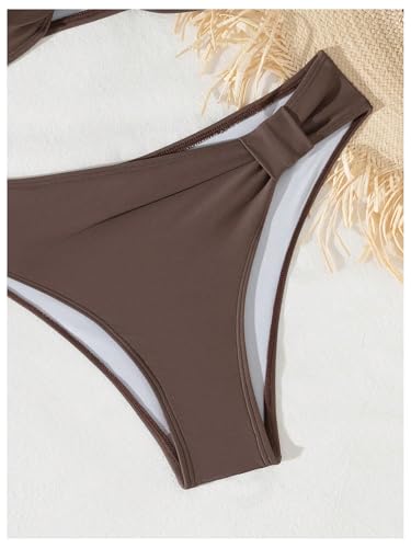 SOLY HUX Women's One Shoulder Twist Front Bikini Set Ruched High Cut Swimsuit Two Piece Bathing Suit4