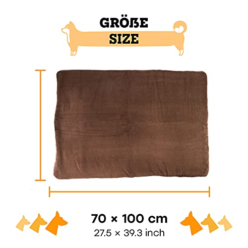 vitazoo Heizmatte für Tiere – 100 x 70 cm – Thermokissen selbstheizend für Hunde – Heizdecke maschinenwaschbar für große Hunde – Braun