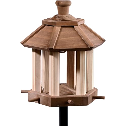 dobar® Vogelfutterhaus inklusive Ständer mit Futterpyramide - Wildvogelhaus wetterfest zum Aufstellen - Futterstation für Wildvögel - 20,5 x 17 x 123,5 cm - Braun dobar® Vogelfutterhaus inklusive Ständer mit Futterpyramide - Wildvogelhaus wetterfest zum Aufstellen - Futterstation für Wildvögel - 20,5 x 17 x 123,5 cm - Braun