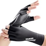 All-Around Copper Arthritis Gloves, Carpal Tunnel Pain Relief Gloves, Breathable & Anti-Slip Hand Compression Gloves for Rheumatoid, Tendonitis, Swelling, Fingerless Gloves Fit Men & Women 8.8"-9.5"