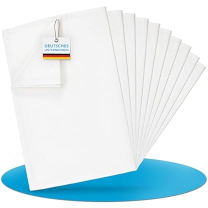 BERTSCH Geschirrtücher 10er Set [ÖKO-TEX Zertifiziert] Geschirrhandtücher 50x70cm aus Halbleinen - Küchenhandtücher weiß, Küchentücher für Haushalte & Gastronomie - Geschirrtuch Küchentuch