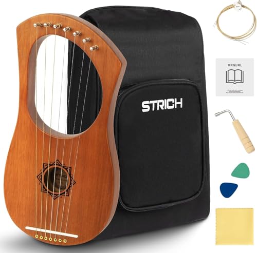 STRICH 7-string Lyre Harp in Mahogany with Bone Bridge