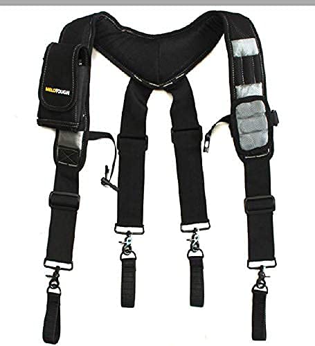 Image of MELOTOUGH Magnetic Tool Belt Suspenders with Magnetic WristBand for Work Belt Padded Suspenders Constrcution