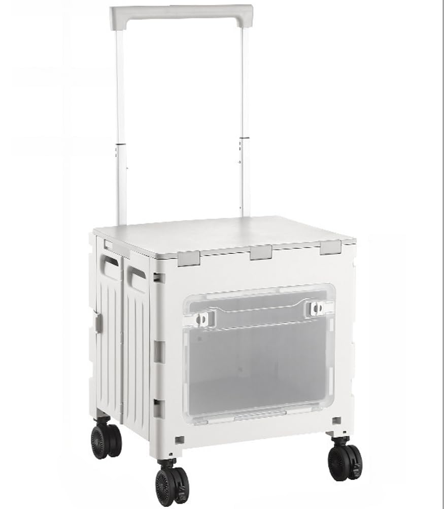 Foldable Shopping Utility Cart Portable Rolling Crate Handcart with 360°Rotate Wheel,Collapsible Folding Cart for Travel Move Luggage Office Use (Grey,70mm Universal Wheel)
