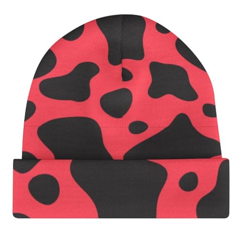 Cow Pattern Kids Beanie Hat for for Girls Boys Children Cap Winter Knitted Chemo Cancer Headwear Accessories Gifts Decoration Black4