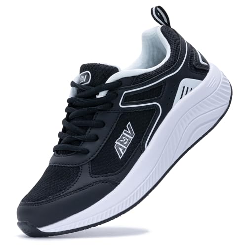 Image of AOV Womens Walking Shoes with Arch Support Plantar Fasciitis Sneakers Orthotic Tennis for Foot Heel Pain Relief Size 7 Blackwhite