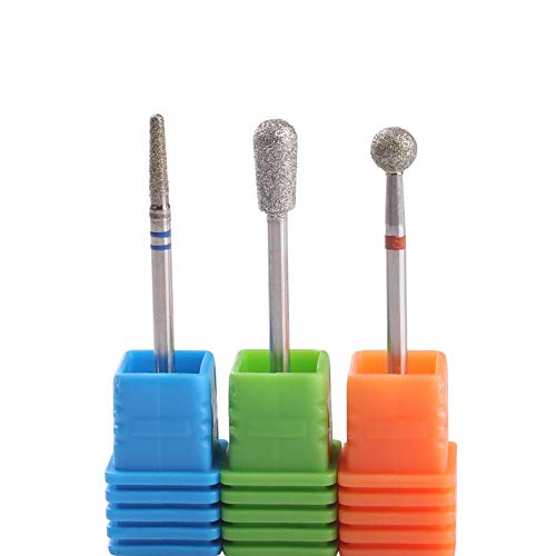 MZCMSL Safety Dry Manicure Kit,Diamond Cuticle Clean Drill Bits,3/32 Shank e file Bits,3pcs