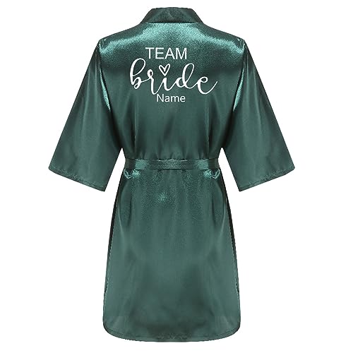 JPHCHSC Personalizado Batas Novia Dama de Honor Corto Kimonos de Satén Ropa de Dormir Mujer 76