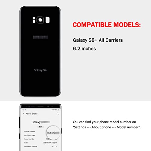 Uoofide G-A-S8+-MIDNIGHT BLACK Compatible For Samsung Galaxy S8+ Back Cover Glass Replacement 6.2-Inches Sm-G955 All Carriers thumb #5