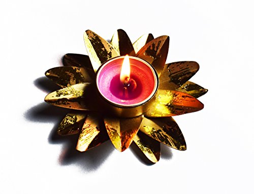 Craftsman 2Pc Designer Metal Diya In Lotus Shape With Golden Foil Paint Work. Diwali Candle Tea Light Holder Stand Dia Oil Lamp Outdoor Indoor Decoration Table Diya Housewarming Return Gift Items #TOP5