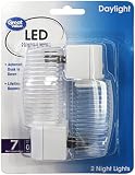 Great Value Daylight LED 5000K Night Lights, Automatic On/Off, Warranty, 2 Count - 1 Pack. for Adult
