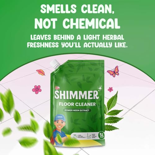 Image of Shimmer Floor & Surface Cleaner Liquid - 5L Family Pack | Non Toxic, Eco Friendly, Safe on Hands | Citrus Fragrance | All Purpose Floor Cleaner for Tiles, Bathroom & Kitchen | Removes Tough Stains