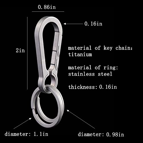suiwoyou Titanium Key Chain with Stainless Steel Key Rings Carabiners Solid Keychain for Men and Women